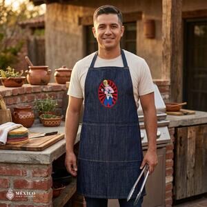 Blue Denim Men’s Bib Apron – Durable Work & Cooking Utility Design